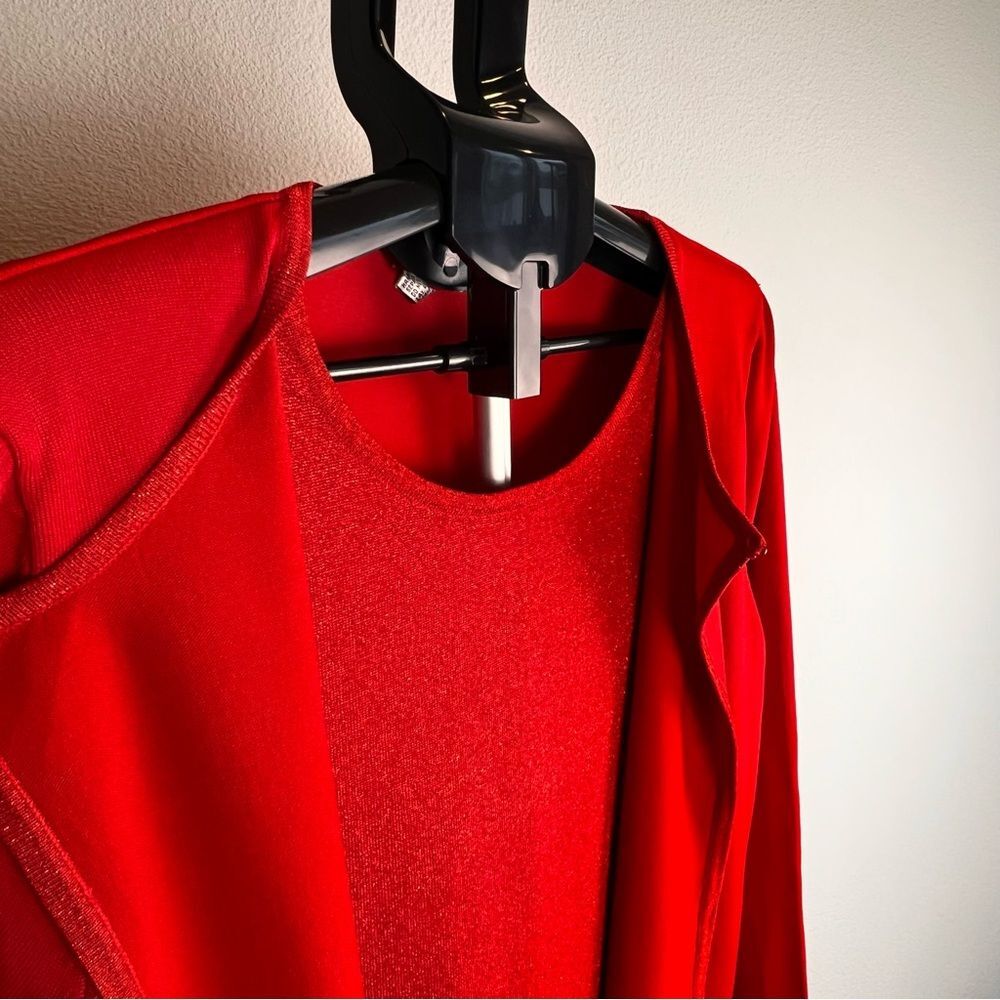 John Paul Richard Red Shimmer Open Cardigan Overlay Top Size XL - Picture 3 of 12